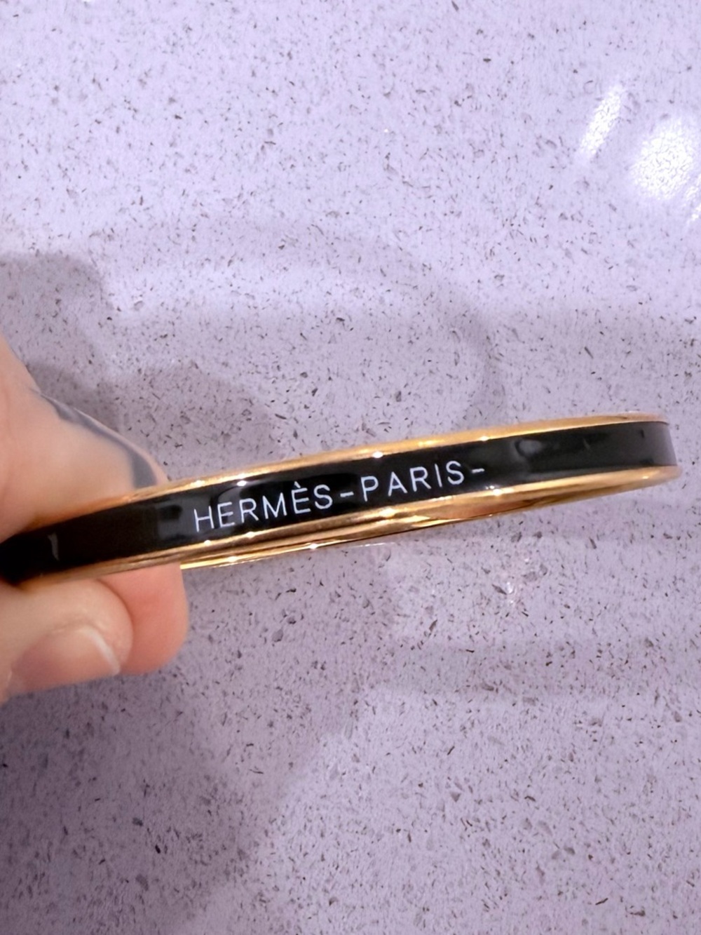 Paris Black and Gold Enamel Bangle Bracelet